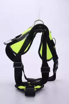 Шлейка нейлоновая с грудью, фаст с блокировкой, лимонная размер L шея 60-80 см, грудь 80-110
