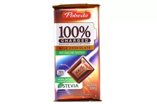 Шоколад Чаржед 36% какао молочный б/сахара, 100 г