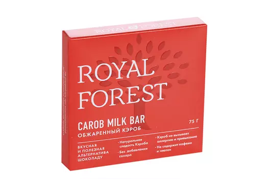 Шоколад Royal Forest Carob Milk Bar обжаренный кэроб, 75 г
