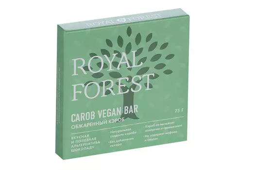 Шоколад Royal Forest Carob Vegan Bar обжаренный кэроб, 75 г