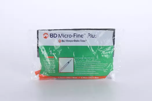 Шприц БД Микро-Файн Плюс Инсул U-100 0.30х8мм (30G), 1 мл, 10 шт