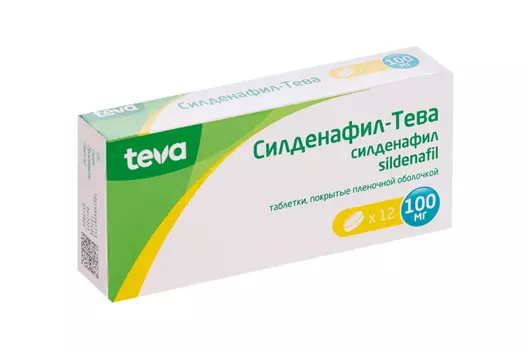 Силденафил-Тева 100 мг, 12 шт, таблетки покрытые пленочной оболочкой