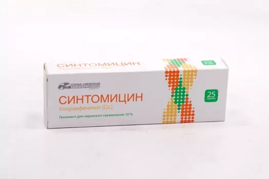 Синтомицин 10%, 25 г, линимент для наружного применения