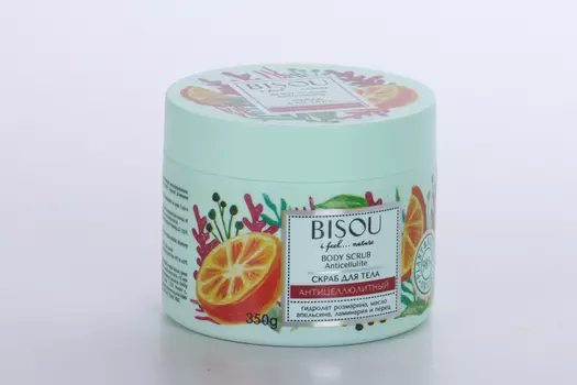 Скраб д/тела BISOU антицел гидролат розмарин/масло апельсина/ламинар/перец, 350 г