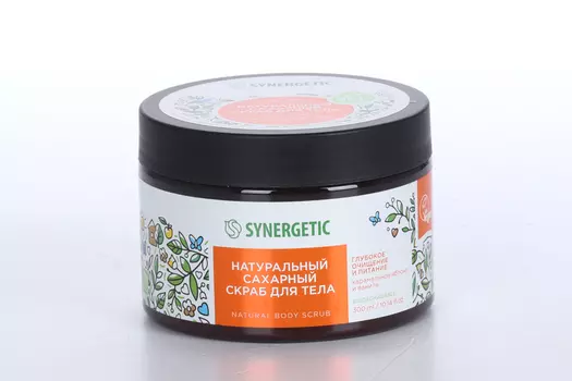 Скраб SYNERGETIC д/тела глубокое очищ/пит сахарный карамельное яблоко и ваниль, 300 мл