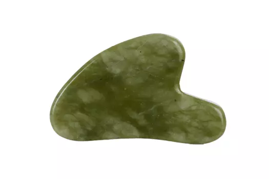 Скребок HANAI сердце для массажа гуаша из темного нефрита зеленый