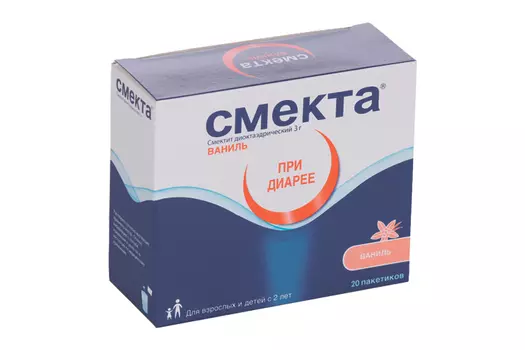 Смекта 3 г, 3,76 г, 20 шт, порошок для приготовления суспензии для приема внутрь ванильный