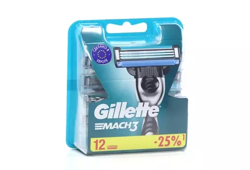 Сменные кассеты GILLETTE mach3 12 шт