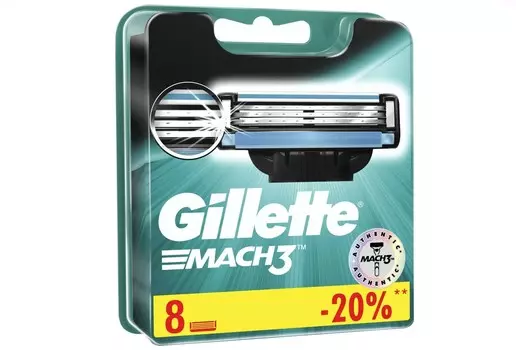 Сменные кассеты GILLETTE mach3 8 шт