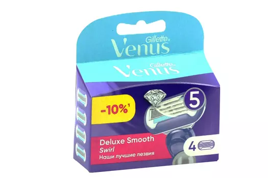 Сменные кассеты Gillette Venus Deluxe smooth swirl, 4 шт, - 10%