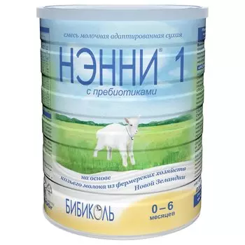 Смесь Бибиколь сухая молочная на основе козьего молока нэнни 1 с пребиотиками 0-6 мес 800 г