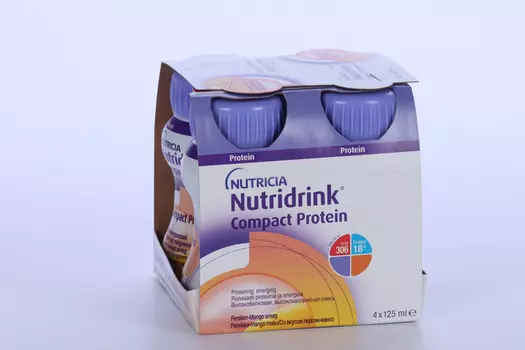 Специализированное питание Nutridrink Компакт Протеин со вкусом персика и манго, 4х125мл