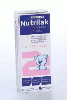 Смесь Нутрилак Премиум 2 мол стер последующая (с 6 мес), 200 мл, ТетраПак