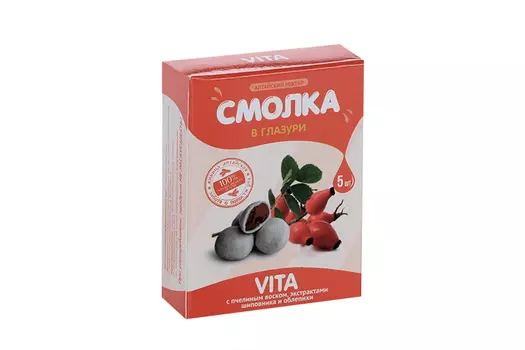 Смолка Вита в глазури резин жев дражированная, 5 шт