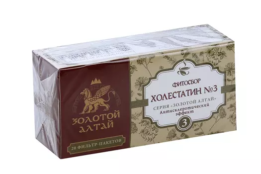 Снижение холестерина Холестатин сбор №3 Золотой Алтай антисклеротический эффект, 1,5 г, 20 шт