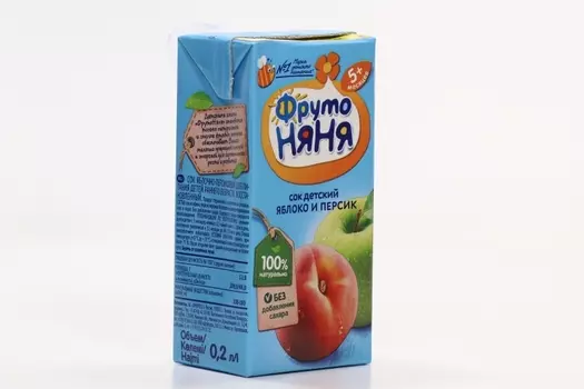 Сок Фрутоняня яблоко/персик неосв, 0,2 л