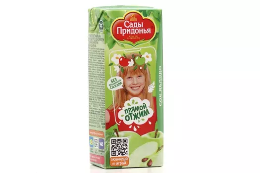 Сок Сады Придонья яблочный св/отж, 0,2 л