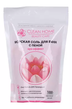 Соль д/ванн Clean Home Beauty Care увлажняющая морская с пеной, 1 000 г