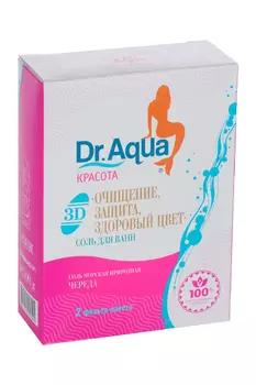 Соль д/ванн Dr Aqua Красота морская 3D очищение/защита/здоровый цвет Череда, 250 г, 2 шт, фильтр-пакет