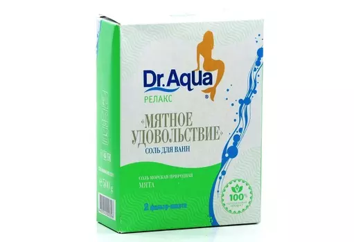 Соль д/ванн Dr Aqua Релакс морская Мятное удовольствие мята, 250 г, 2 шт, фильтр-пакет