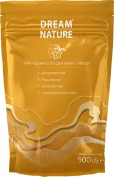 Соль д/ванн DREAM NATURE с пеной облепиха и мед, 900 г