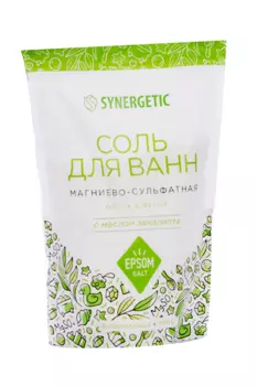 Соль д/ванн SYNERGETIC магниево-сульфатная с маслом эвкалипта, 1 000 г