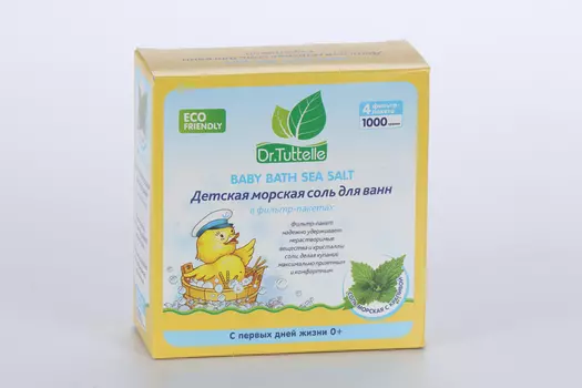 Соль Dr.Tuttelle морская с крапивой детск д/ванн 4 фильтр-пакета, 1 000 г