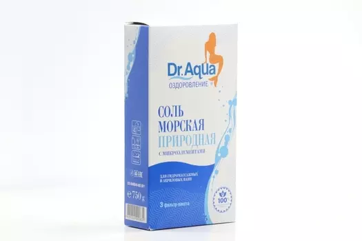 Соль морская Dr.Aqua природная 3 ф/п, 750 г, картон коробка