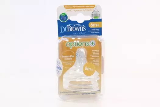 Соска Др Браун Опшенс + широкое горлышко силиконовая (с 6 мес), 2 шт
