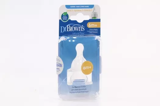 Соска Др Браун силик узкое горлышко (с 6 мес), 2 шт