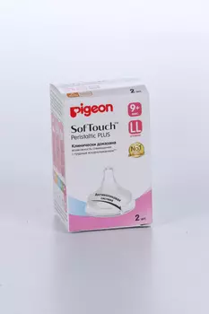 Соска Pigeon СофТач Перистальтик Плюс силик д/бутылочки отверст LL (с 9 мес), 2 шт
