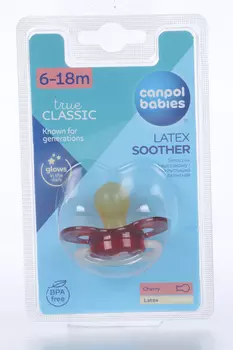 Соска-пустышка Канпол латекс кругл (6-18 мес), красный