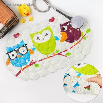 SPA-коврик Доляна д/ванны на присосках Совы 3767 см