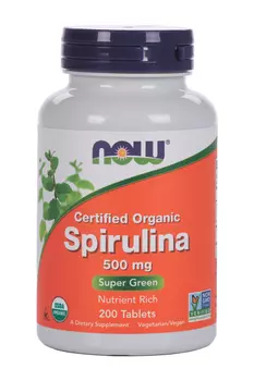 Спирулина 500мг NOW, 200 шт, таблетки