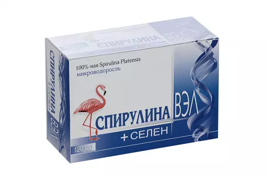 Спирулина Вэл+Селен, 0,5 г, 120 шт, таблетки