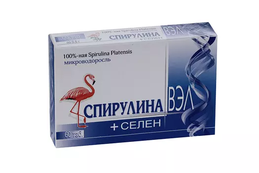Спирулина Вэл+Селен, 0,5 г, 60 шт, таблетки