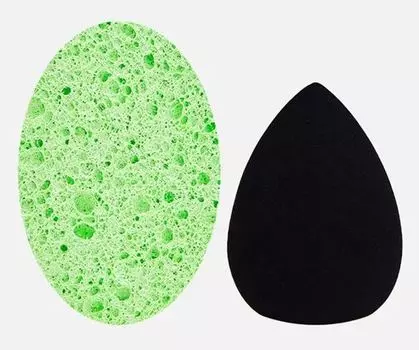 Спонжи Shinewell для нанесения и удаления макияжа (набор каплевидный/овальный), 2 шт