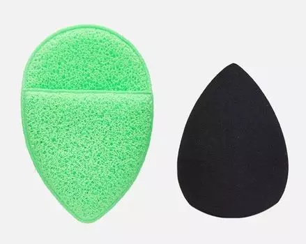 Спонжи Shinewell для нанесения и удаления макияжа (набор каплевидный/с кармашком), 2 шт
