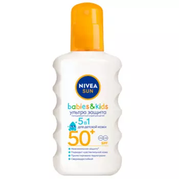 Спрей Nivea Sun Kids Ультра защита солнцезащитный д/детей SPF50+, 200 мл, (85847)