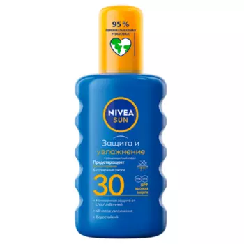 Спрей Nivea защита и увлажнение солнцезащитный SPF 30, 200 мл