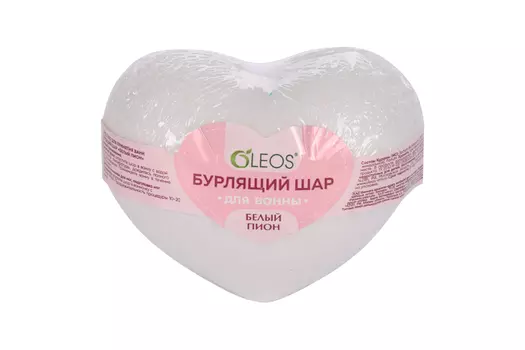 Средство д/ванн Олеос Бурлящий шар Белый пион Сердце, 125 г