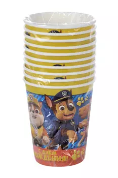 Стакан Paw Patrol бумажный «С Днем Рождения!» синий 10 шт