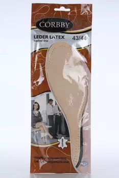 Стельки Corbby Leder Latex латекс основа с активир углем натур кожа р 43-44