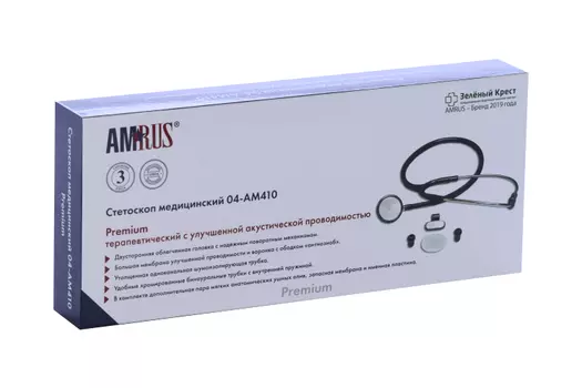 Стетоскоп Amrus 04-АМ410 BK медицинский черный