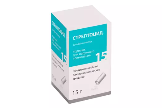Стрептоцид, 15 г, порошок для наружного применения