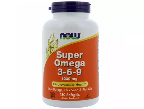Супер Омега 3-6-9 NOW, 1 700 мг, 180 шт, капсулы