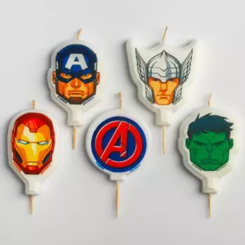 Свеча MARVEL в торт набор С Днем Рождения 5 шт , Мстители