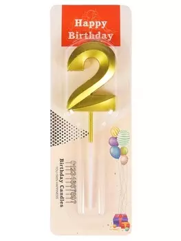 Свеча Miland Цифра 2 д/торта золотой стиль 5 см