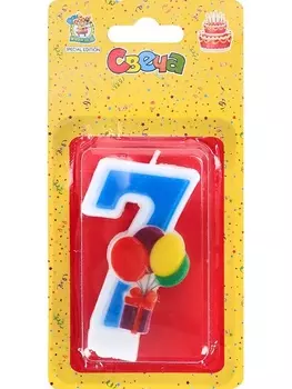 Свеча Miland Веселый праздник Цифра 7 д/торта синяя