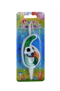 Свеча Омский свечной завод д/торта Футбольная 12,5 см зеленая цифра 6